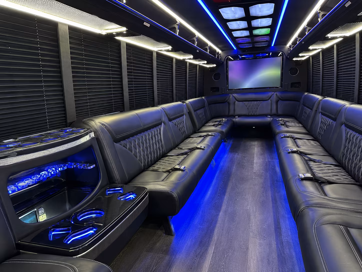 chico 20 passenger party bus inside