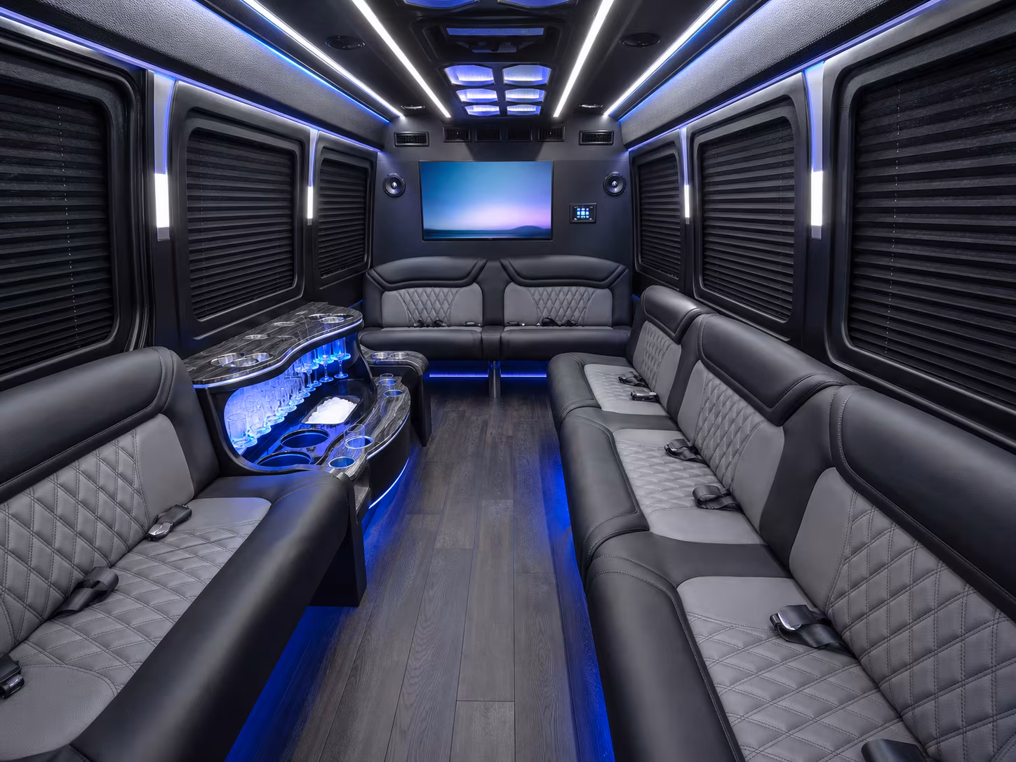 chico 40 passenger party bus inside